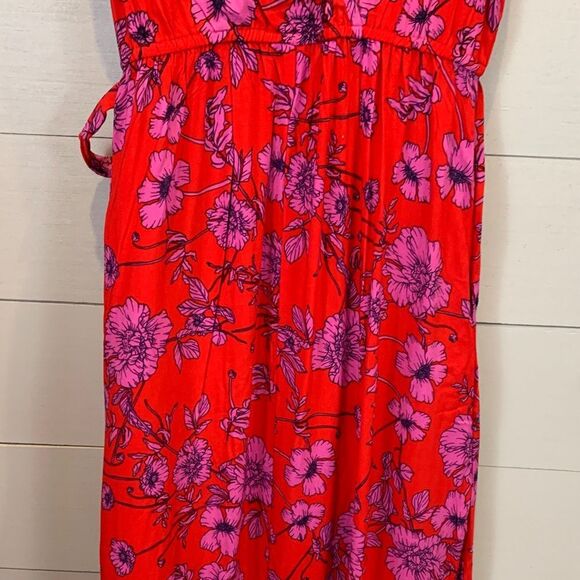 Band of the Free red Floral Red Wrap Dress size small long midi/maxi - Picture 9 of 12